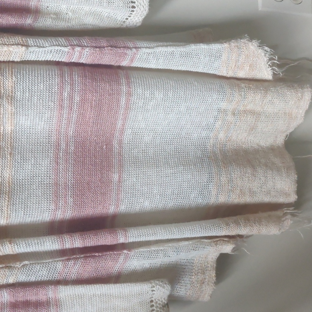 FREE PEOPLE Striped Tunic Sweater Cream Coral Rose M - Picture 8 of 9